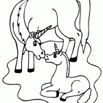 Unicorn and baby 150x150 Free Unicorn Coloring Pages