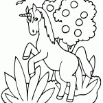 Unicorn in field 150x150 Free Unicorn Coloring Pages